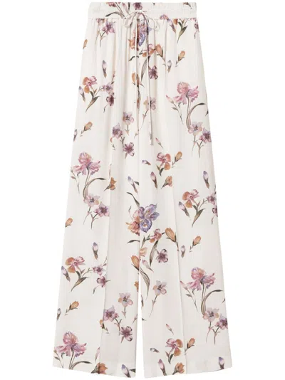 Twinset Crêpe De Chine Trousers In White