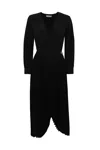 Twinset Crepe Midi Dress With Pleated Skirt In Nero