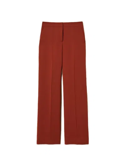 Twinset Crêpe Palazzo Trousers In Brown