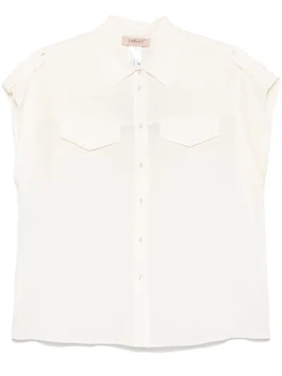 Twinset Crepe Shirt In Beige