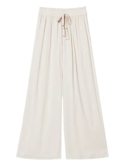 Twinset Crepon Palazzo Trousers In Neutrals