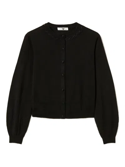 Twinset Crew-neck Cardigan In Black