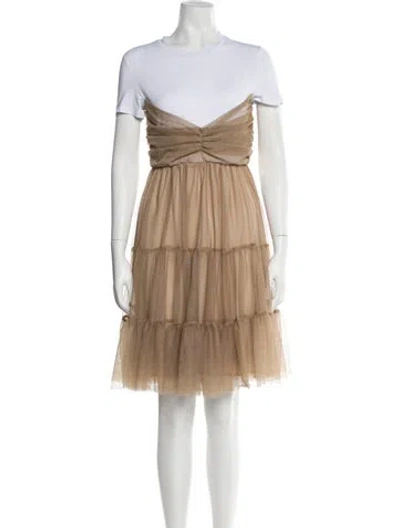 Pre-owned Twinset Crew Neck Knee-length Dress In White