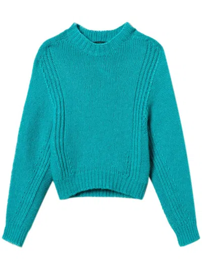 Twinset Crew-neck Knitted Jumper In Green