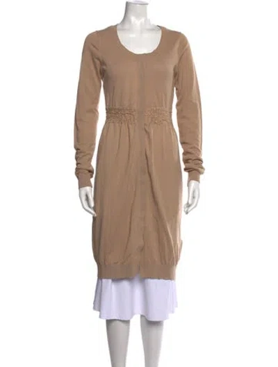 Pre-owned Twinset Crew Neck Long Dress In Neutrals