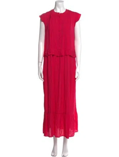 Pre-owned Twinset Crew Neck Long Dress In Pink