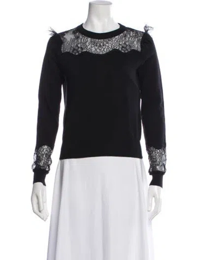Pre-owned Twinset Crew Neck Long Sleeve Top In Black