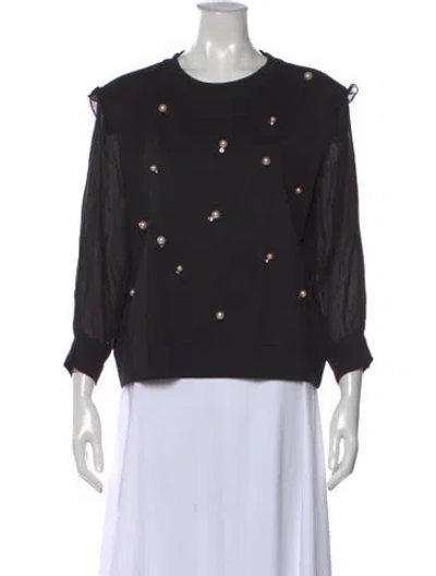 Pre-owned Twinset Crew Neck Long Sleeve Top In Black