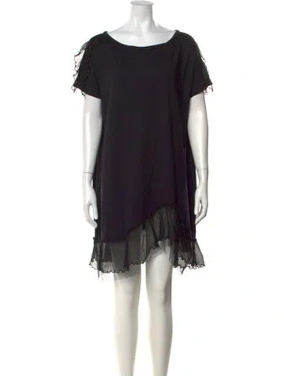 Pre-owned Twinset Crew Neck Mini Dress In Black