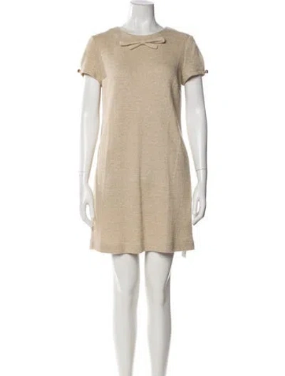 Pre-owned Twinset Crew Neck Mini Dress In Neutral