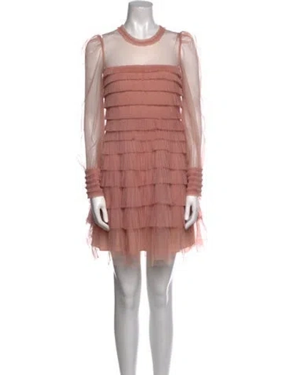 Pre-owned Twinset Crew Neck Mini Dress In Pink