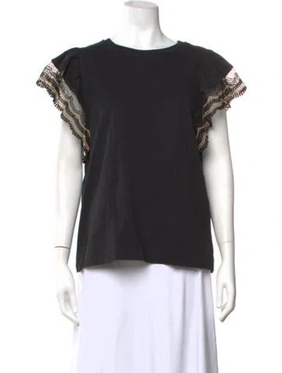 Pre-owned Twinset Crew Neck Short Sleeve Top In Black