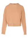 Twinset Twin-set Beige Crew Neck Sweater In Soft Wool-cashmere Blend In Neutral