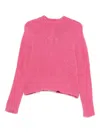 Twinset Pink Ribbed Knit Sweater With Cropped Hem In Pink