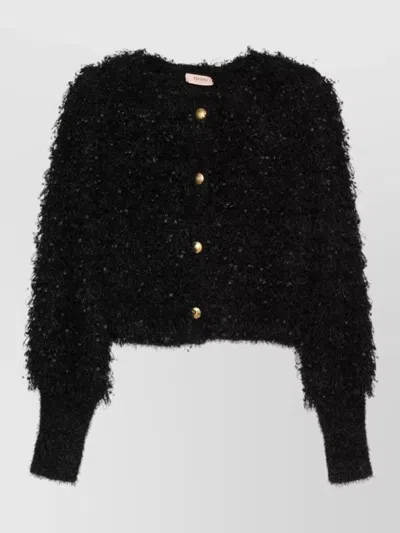 Twinset Crewneck Fitted Jacket In Black