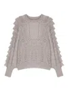 Twinset Ruffled-detailing Open-kinit Jumper In Grey