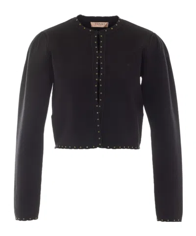 Twinset Crew-neck Knit Top In Black