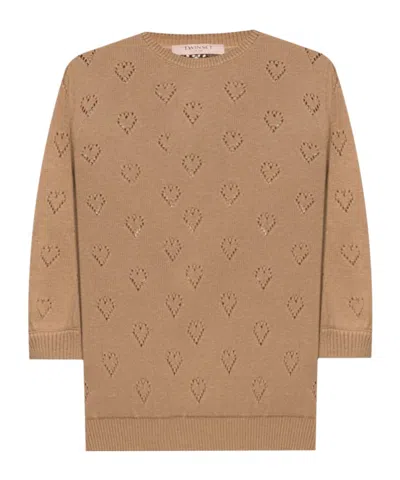 Twinset Crew-neck Knit Top In Brown