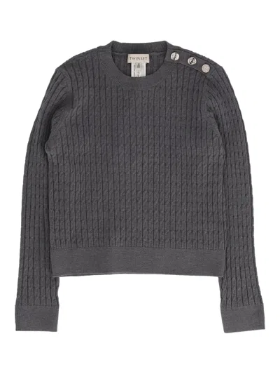 Twinset Kids' Crewneck Sweater In Gray