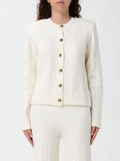 Twinset Crewneck Wool Blend Cardigan With Button Closure In Neutral
