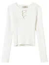 Twinset Criss-cross Ribbed Sweater In White