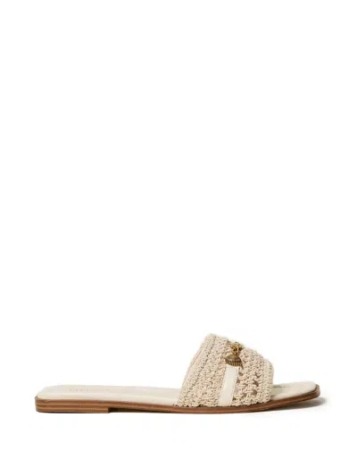 Twinset Crochet Appliqué-details Sandals In Neutral