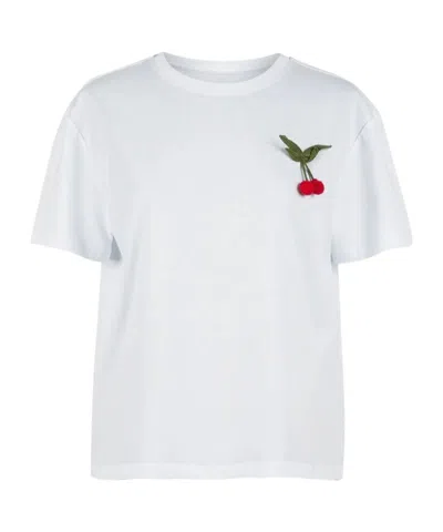 Twinset Crochet Brooch Regular T-shirt In White