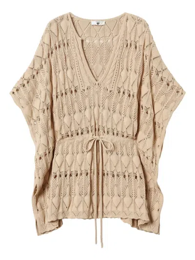 Twinset Crochet Cover-up In Neutrals