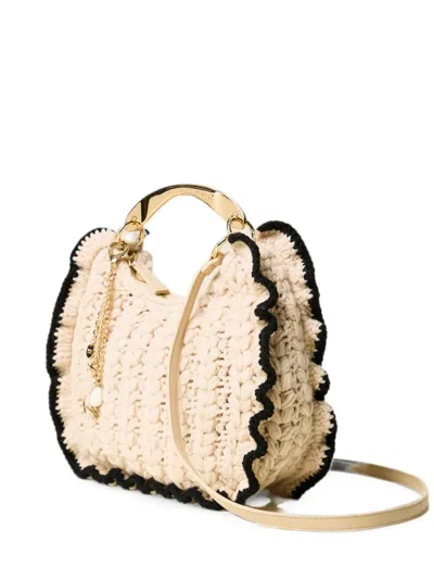 Twinset Crochet Croissant Bag In Neutral