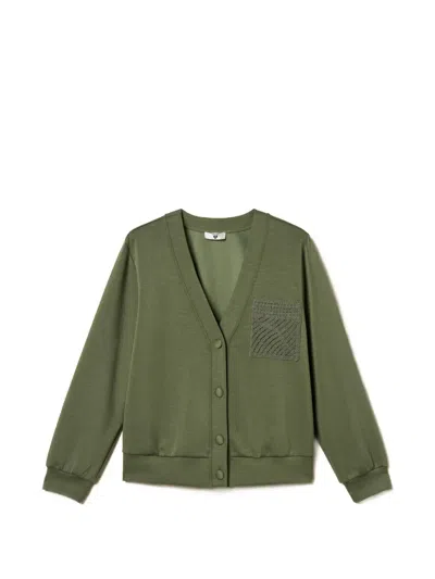 Twinset Crochet-detail Cardigan In Neutral