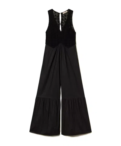 TWINSET TWINSET V-NECK LONG POPLIN JUMPSUIT