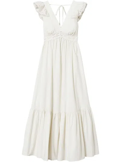 Twinset Crochet-detail Poplin Dress In White