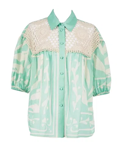 Twinset Crochet Detail Shirt In Green