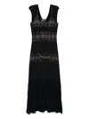 Twinset Twin-set Fitted Maxi Dress With Lace Detailing In Black