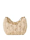 Twinset Crochet-effect Crystal-embellished Shoulder Bag In Neutral