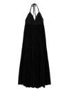 Twinset Long Poplin Dress With Flounces In Black