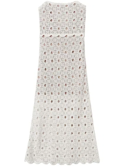 Twinset Crochet-knit Bustier Midi Dress In White