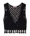 Twinset Black Crochet Top In Black