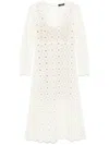 Twinset Crochet-knit Midi Dress In White