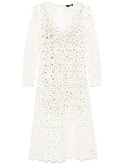Twinset Crochet-knit Midi Dress In White