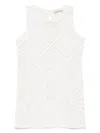 Twinset White Dress With Knitted Design And All-over Floral Embroidery In Cotton Woman In White