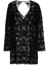 Twinset Sequin-embellished Fine-ribbed Midi Dress In Black  