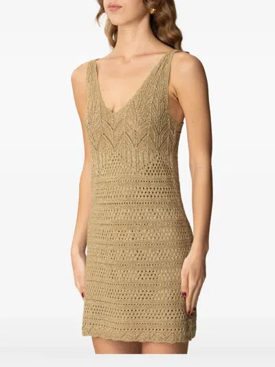 Twinset Crochet Mini Dress In Green
