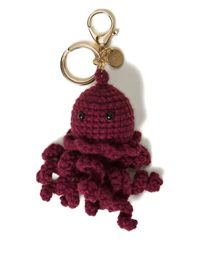 Twinset Crochet-octopus Keyring In Burgundy
