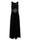 Twinset Crochet-panelled Maxi Dress In Black