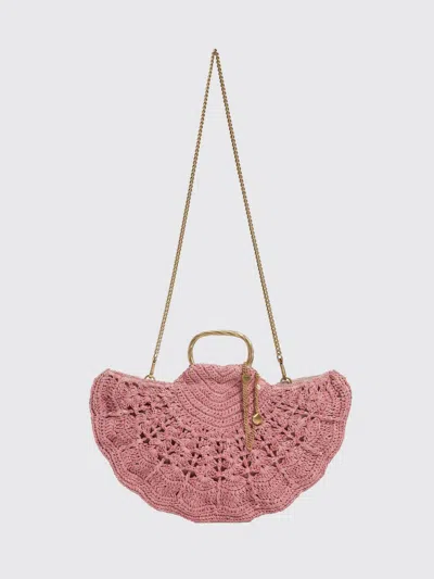 Twinset Crochet Raffia Handbag In Pink