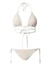 Twinset Crochet-triangle Bikini In Neutral