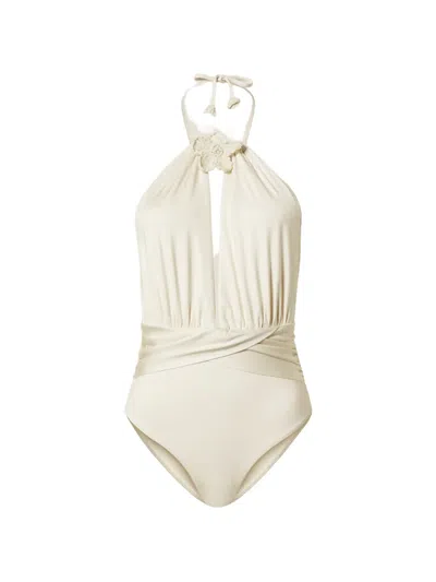 Twinset Crochet-brooch Swimsuit In White