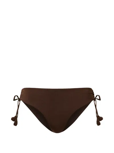 Twinset Crochet-detail Bikini Bottoms In Brown