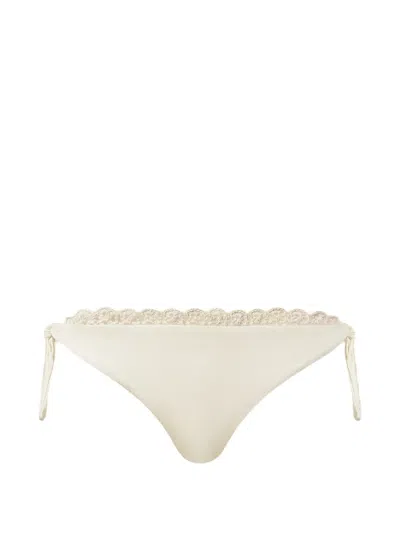 Twinset Crochet-detail Bikini Bottoms In Neutral